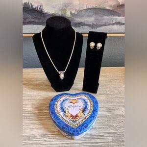 Brighton Silver Necklace and Earring Set with White Accents